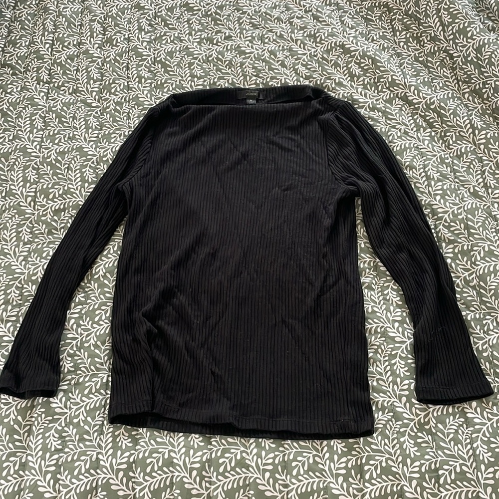J. Crew black bateau neckline ribbed long sleeve. Worn once, size Medium.